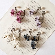 日本職人手作布花百合耳環 針式/夾式可選
