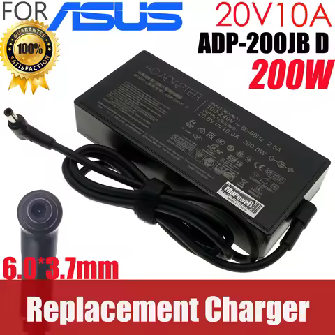 20V 10A 6.0x3.7mm Laptop Charger ADP-200JB D AC Adapter Power Supply For ASUS Rog G15 GA503QM-HQ121R