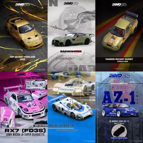 [PreSale] INNO 1:64 TOP SECRET THAILAND 350Z DARWIN PRO ROCKET BUNNY AE86 AZ-1 LB40 PILOT RX7 FD3S 7