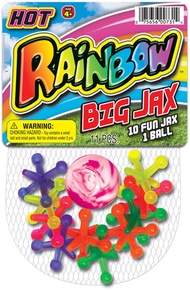 Big Rainbow Jacks Game w/Bouncy Ball (1 Set, 10 Jax Pieces) Vintage Board Games, Classic Kids Toys. 