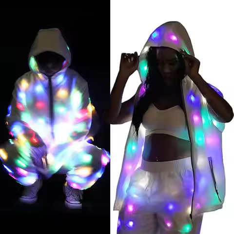 Cool led lights clothes luminous man jacket Cyberpunk Fashion performance vest for Women Rave Outfit