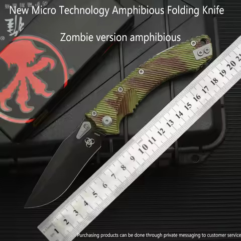 New Micro Technology Amphibious Folding Knife D2 Steel High Hardness Folding Outdoor Survival Light 