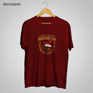 baju kaos pria distro 17 agustus 2022 jumbo bahan katun - maroon 2xl