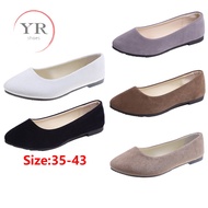 Plus Size 35-43 Women Suede Slip-On Lofers Shoes Office Casual  Pointed Toe Flats Shoes