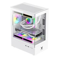 Invasion S-1000 Compact M-ATX Gaming Case - Black/White (AURORA FAN)