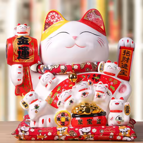 11-inch Lucky Cat Shaking Hand Ornaments Large Electric Cashier Home Store Opening Gift Ceramic Orna