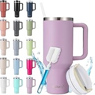 Bukaty Thermal Mug with Straw and Handle, 30 oz/0.9 L, Large Drinking Cup with Lid and Straw, Coffee