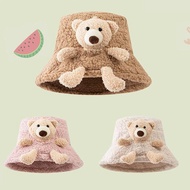 ฤดูหนาวที่อบอุ่นถังหมวก3D ยัดตุ๊กตาหมีปีกกว้างฤดูใบไม้ร่วงตุ๊กตาชาวประมงหมวกสำหรับผู้ใหญ่เด็กน่ารักหมีอ่างหมวก,Kk-001