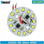 10PCS 9W 40mm AC 220v led pcb smd2835 with 20cm wire, led bead smart IC driver for bulb light, 3w 5w