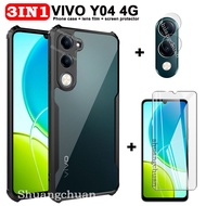 3in1 for VIVO Y04 Clear tempered glass tempered glass film Y04 4G case +camera lens film Y04 Acrylic