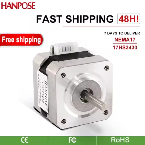 HANPOSE Nema17 Stepper Motor 12V 2 Phase 4 Lead 0.4A 28N.CM 17HS3430 Engraving Machine 3D Printer Mo
