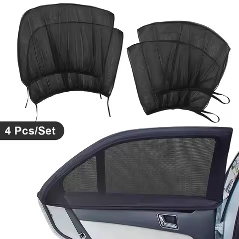 E2 4Pcs Full Car Window Mosquito Net Sunshade Anti-Mosquito Car Mosquito Net Universal For Sedans Su