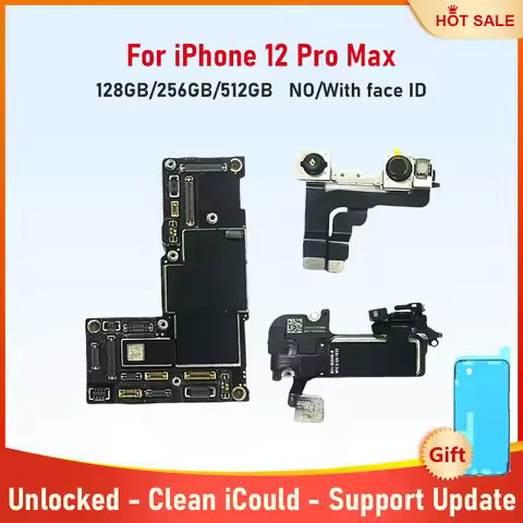 Fully Tested Unlocked Authentic Mainboard for iPhone 12 Pro Max Motherboard With Face ID 128g 256g 5