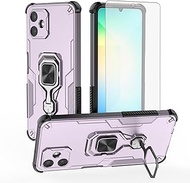 Phone Case for Samsung Galaxy A06 5G with Tempered Glass Screen Protector, Anti-Fall Airbag Ring Hol
