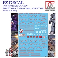 Water Decal [EZ Decal] CSTM024 RCX-76-02 GUN CANNON FIRST TYPE-C TYPE COMMANDER [HG FREE SCALE] CSTM