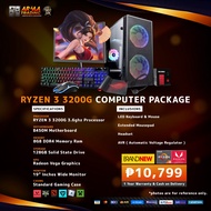 BRANDNEW Computer Set STANDARD CASE AMD Ryzen 3 3200G-8gb DDR4 128gb SSD
