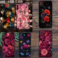 soft black Samsung Galaxy A5 A6 A6 Plus A7 A8 A8 Plus A9 A01 EU rose flower phone case