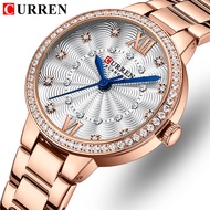 CURREN Top Brand Fashion Elegant Ladies Quartz Diamond Ladies Watch Stainless Steel Sports Casual Waterproof Clock Ladies Watch