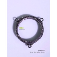 Ps3rnd31whitebras amulet casing inner diameter 31mm Buddha Frame White Bras Round 3 Rings For Coins 