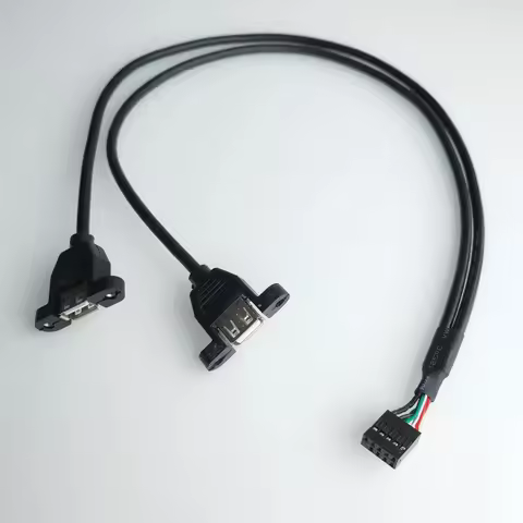 9Pin to 2-Port USB 2.0 Panel Mount Motherboard Data Extension Cable with Screws Dupont 2.54mm Distan