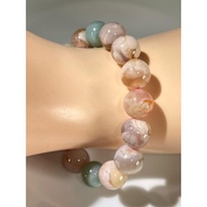 #B699-2 100% Natural High Quality Big Sakura Agate Bracelet 12.8mm