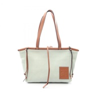 【二手】LOEWE LOEWE TOTE 小號手提包，330.02AA93，淺綠色/ブラウン皮革軟墊手提包