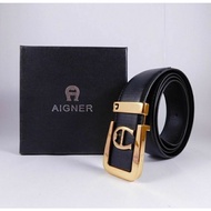 Aigner Men's Leather Buckle Belt