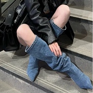 Fashion Boots But Knee High Heel Cowboy Boots