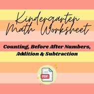 K24 - Kindergarten Math Worksheet PDF | Counting, Before After Numbers, Addition & Subtraction | Pre