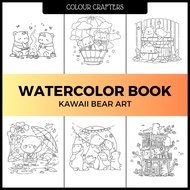 ColourCrafters Watercolour Drawing Book Kawaii Bear Art 200gsm 300gsm Watercolour Paper