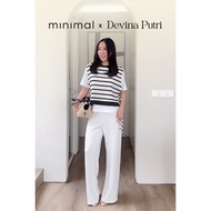 Minimal x Devina Putri - Gaela Top - Striped Combination Jersey - Off White