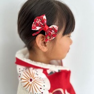 新年飾物 手工縫製大紅棉花保暖圍巾圍脖頸巾 及和風花花髮夾