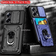Redmi Note12 Pro Casing For Xiaomi Redmi Note 12 Pro Plus 12Pro+ Note12Pro Note12 4G 5G Hard Shockproof Armor Casing Multifunction Bracket Push Camera Lens Protectione Case Cover