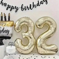 1/2pcs 40-Inch Large Light Gold Number Foil Balloons, Suitable For 10th, 16th, 18th, 20th, 21st, 25t