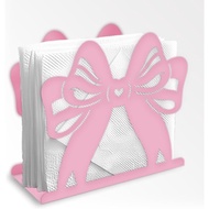 Pink Bow Decorative Metal Napkin Holder for Table, 5.9" x 5.3" x 1.9" Bow Standing Napkin Holder for