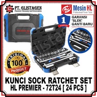 MATA HL PREMIER 72T24 Socket Wrench Set Handle Ratchet 72T 24PCS 1/2" inch Shock Sock Wrench Sok Han