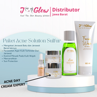 Jglow Skincare Paket Acne Solution Sulfur Cream Skin Kecantikan Glowing Serum & Perawatan Wajah