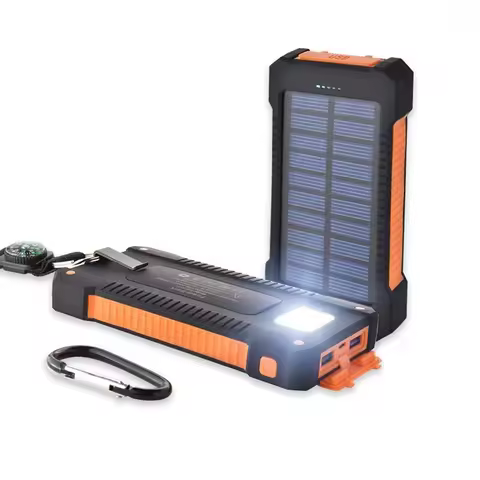 Solar Power Bank 100000mAh Waterproof Portable Solar Panel Charger Powerbank for iPhone16 Samsung Hu