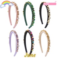 JUNE1 Rhinestone Headband, Baroque Style Shiny Korean Headpiece, Elegant Adjustable Hairwear Fashion
