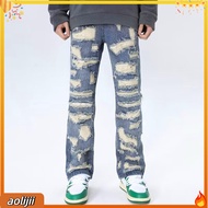 Men Distressed Vintage Jeans Vintage Men Jeans Men's Vintage Distressed Denim Jeans with 4 Pockets H