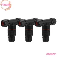 FOREVER 3PCS Waterproof Connector, 3 Way 450V Electrical Cable Connector, Generic 32A T Shape Wire C