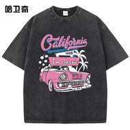 California 1998 I'm Classic Racing Men's Modified Car Lovers 100% Cotton Washed Large Size Short Sle