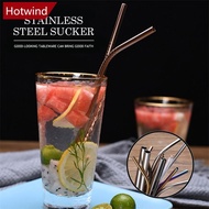 HOTWIND Reusable Drinking Straw 304 Stainless Steel Straws Straight Bent Metal Straw with Cleaner Brush Pouch Set Party Bar Accessories M9V8