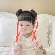 Super Cute Kids Hair Accessories - Nezha Cosplay Wig Bangs Headband With Red Ribbon Ball Toddler Gir