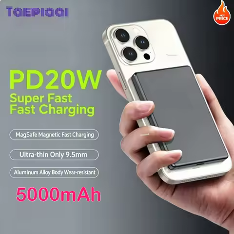 Qi2 Thin Wireless Power Bank Magnetic 20W 5000mAh Portable Fast Charging External Battery for Magsaf