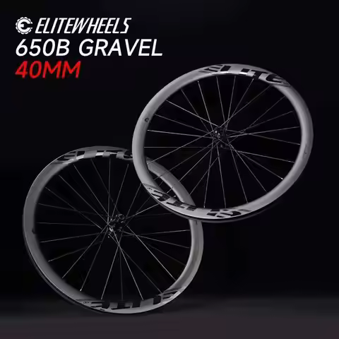ELITEWHEELS 650B Gravel Wheelset Road Disc Carbon Wheels 40x32mm Tubeless Ready Ceramic Bearing / Ra