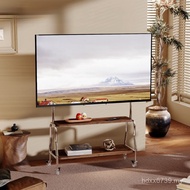 7TV Mobile Bedroom Bracket Living Room Stainless Steel with Wheels Simple 43 Portable Floor-standing