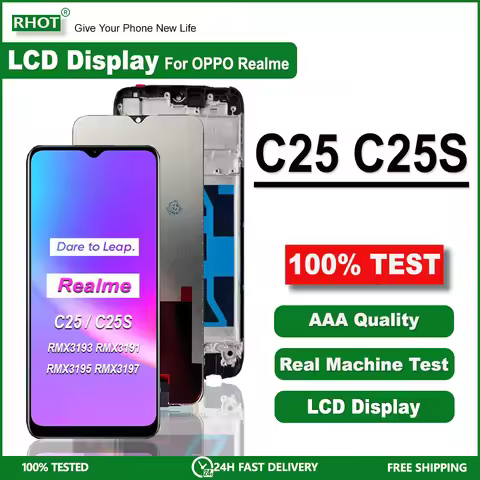 6.5" For Realme C25S LCD RMX3195 RMX3197 LCD Screen Touch Digitizer Assembly For Realme C25 LCD RMX3