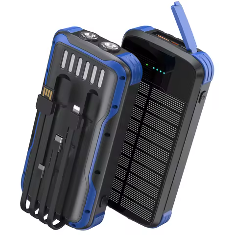 40000mAh Solar Charger,22.5W USB + 20W Type-C PD Fast Charging,Built-in 4 Cables, LED Flashlight, Po