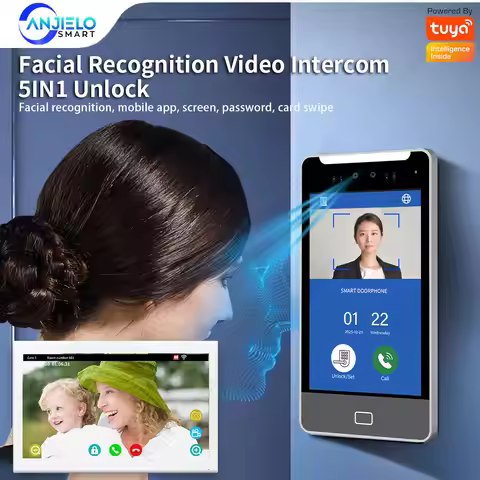 ANJIELO 5IN1 Unlock AI Face Recognition Video Intercom Smart Doorbell Villas High-rise Buildings Apa